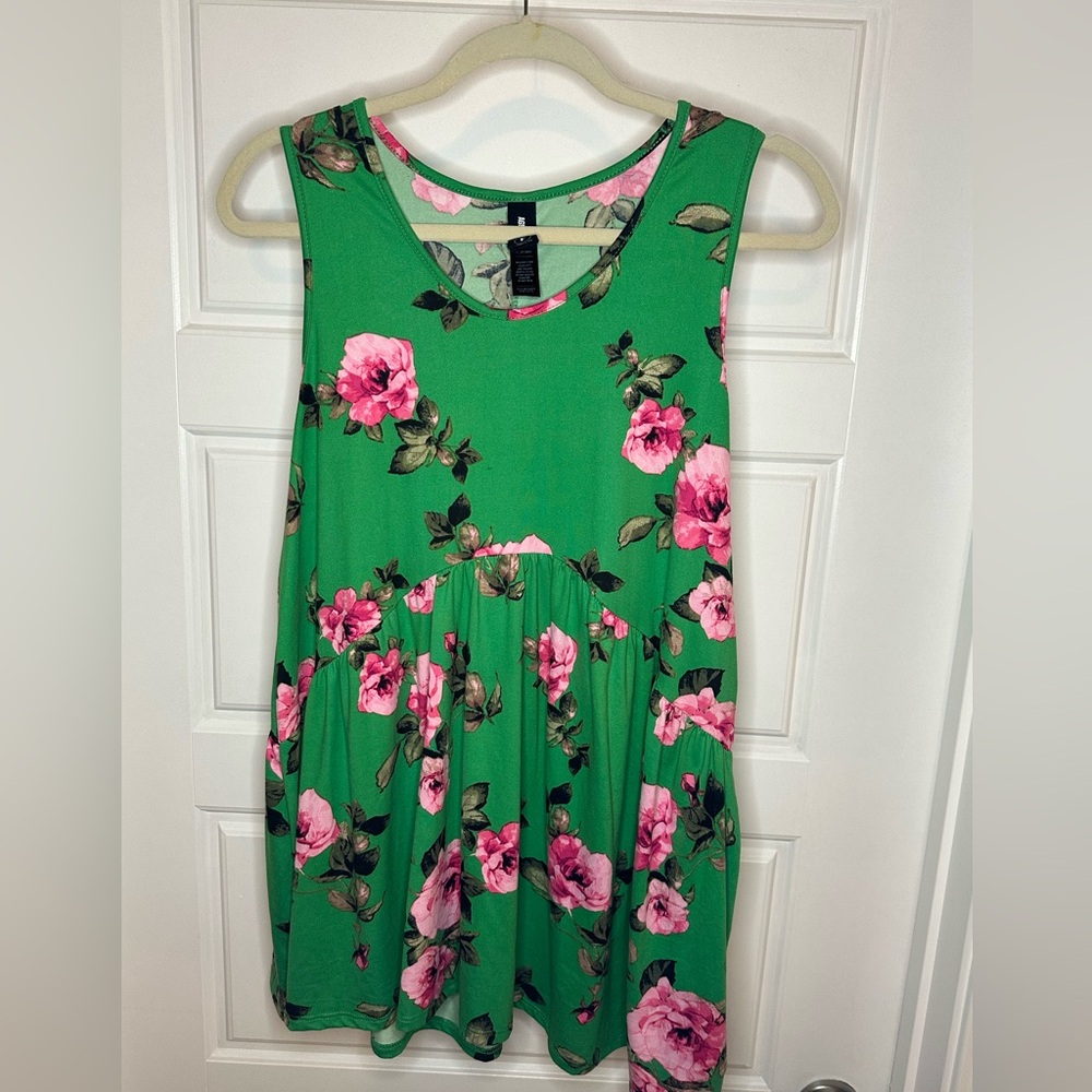 Green Floral Agnes & Dora Sleeveless Top